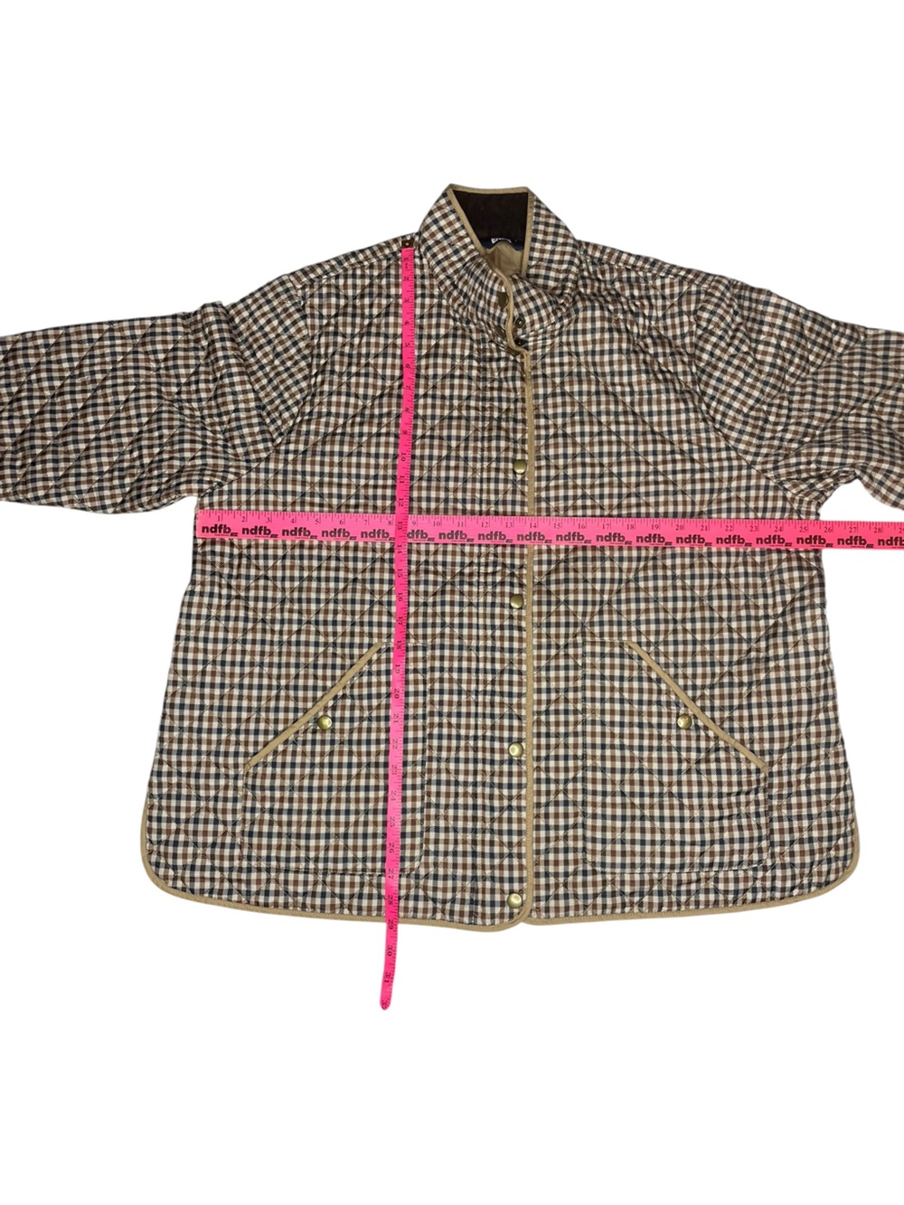 Lands’ End Women’s Quilted Gingham Jacket 2X 20W 22W Snap Zip Lightweight Coat - Picture 14 of 16